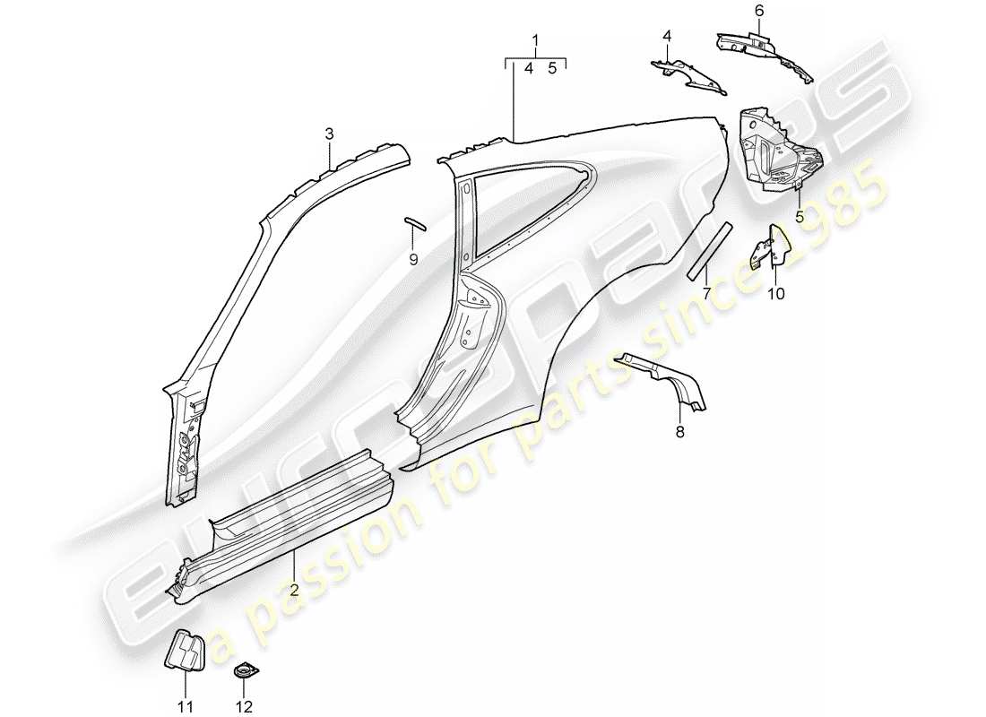 porsche 997 (2006) side panel part diagram