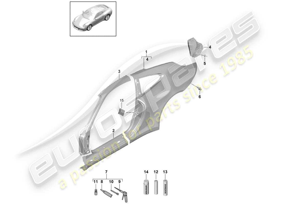 porsche 991 gen. 2 (2020) side panel part diagram