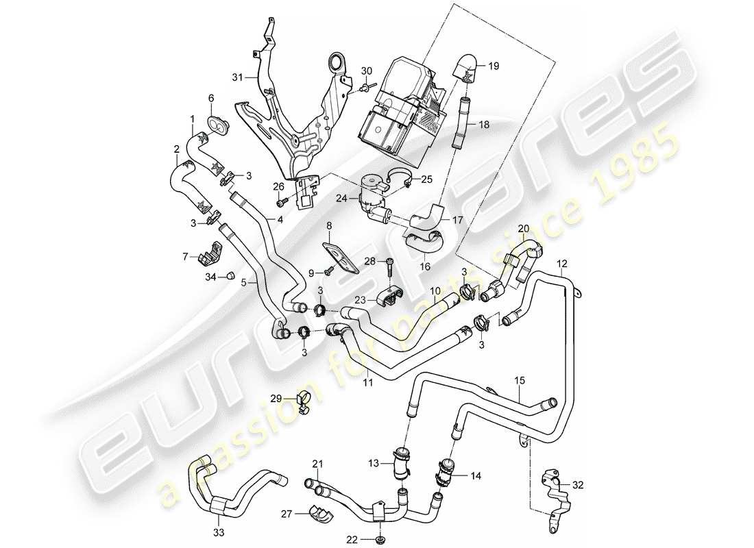 porsche cayenne (2010) heater part diagram