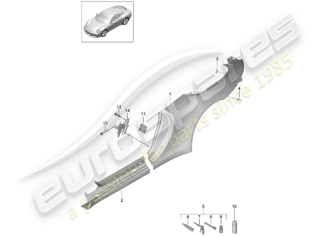 porsche 991 gen. 2 (2020) side panel part diagram