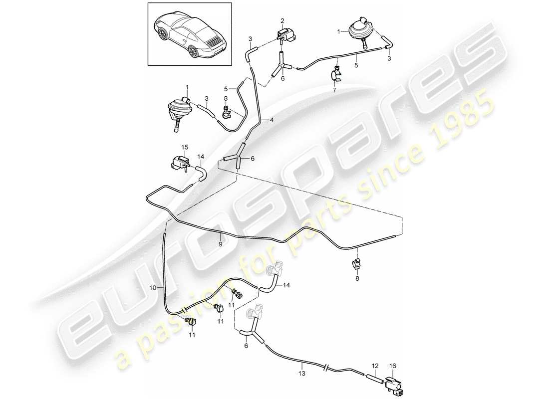 porsche 997 gen. 2 (2009) vacuum system part diagram