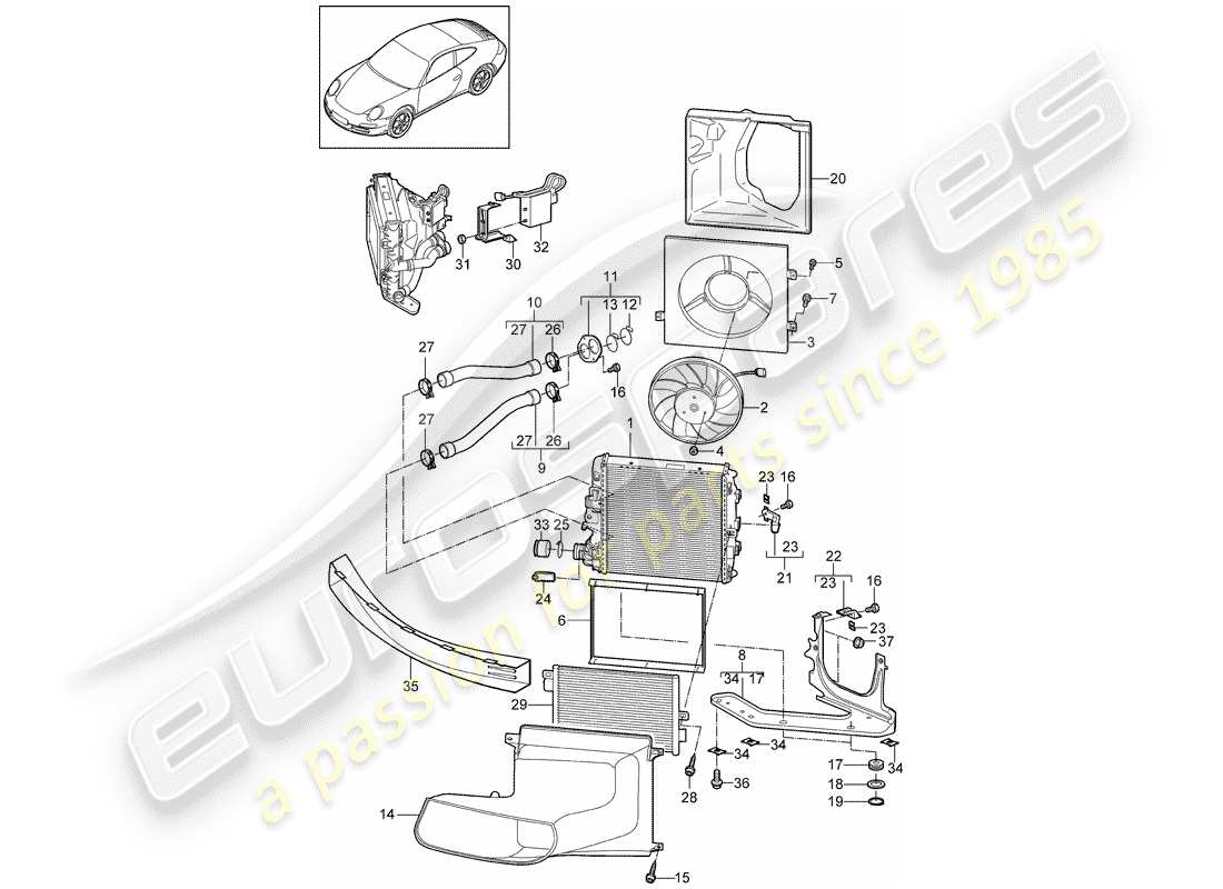 porsche 997 gen. 2 (2012) water cooling 3 part diagram