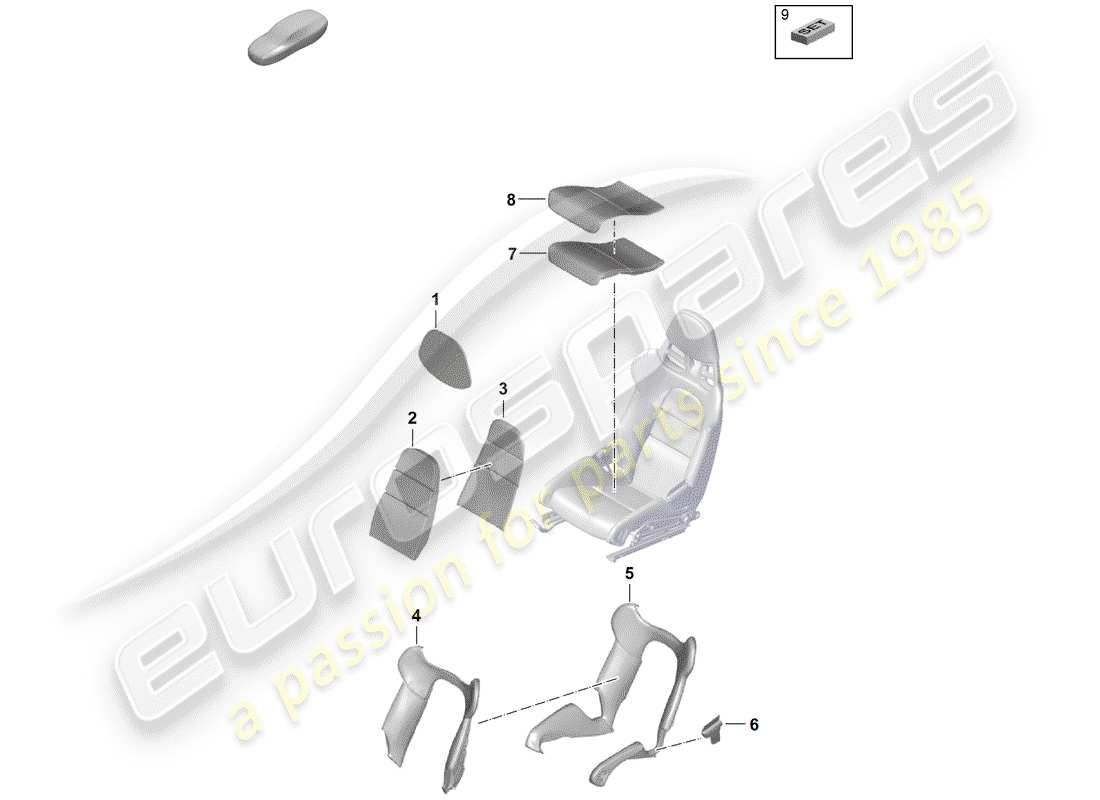 porsche boxster spyder (2020) foam part part diagram