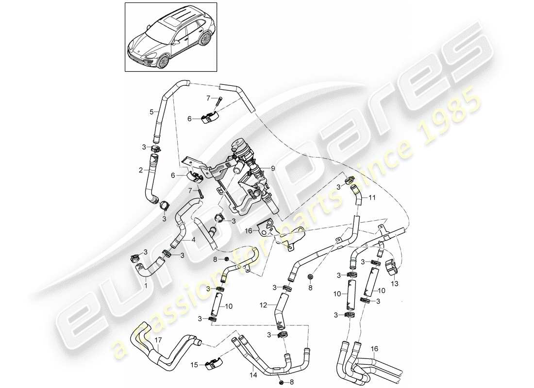 porsche cayenne e2 (2017) heater part diagram