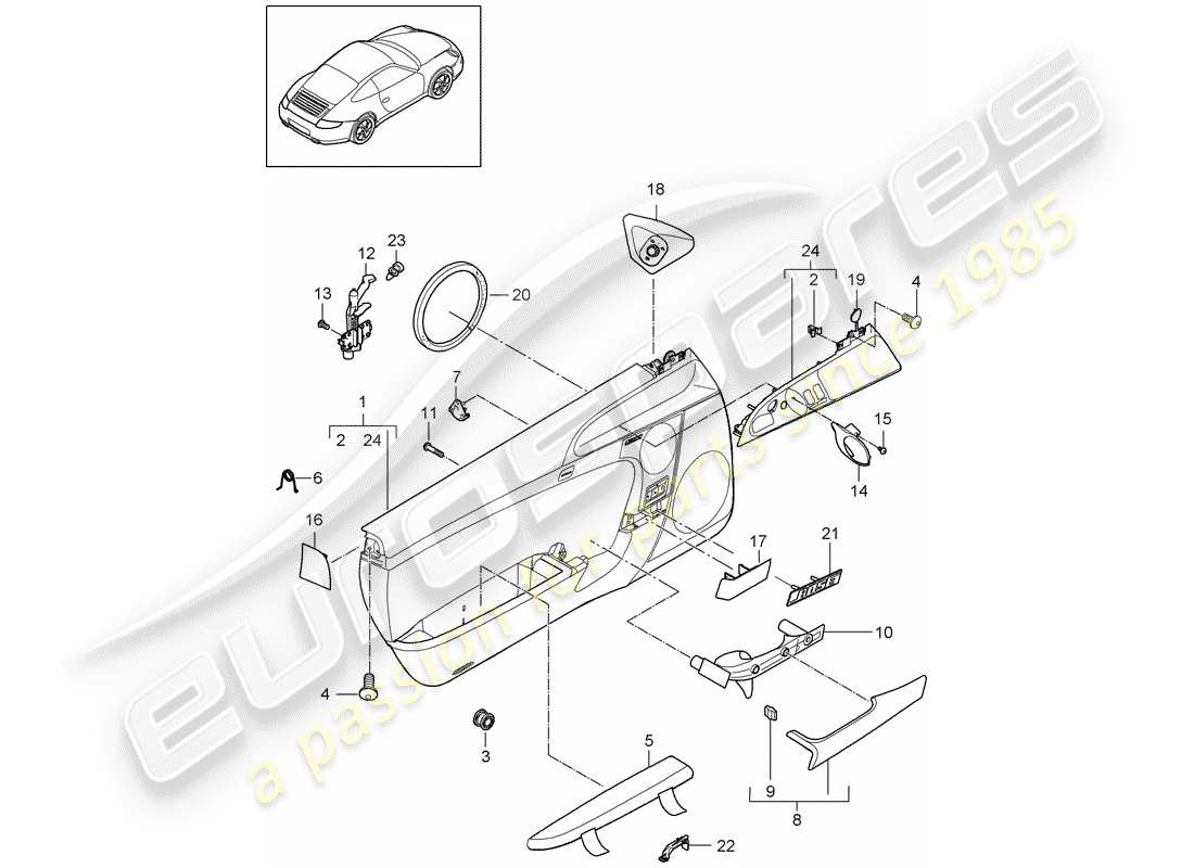 porsche 997 gen. 2 (2011) door panel part diagram