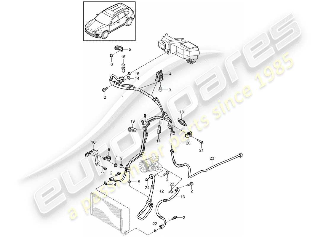 porsche cayenne e2 (2011) refrigerant circuit part diagram