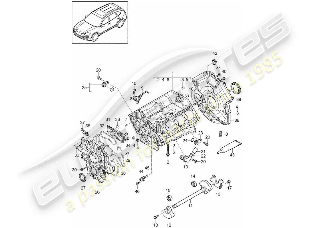 porsche cayenne e2 (2014) crankcase part diagram