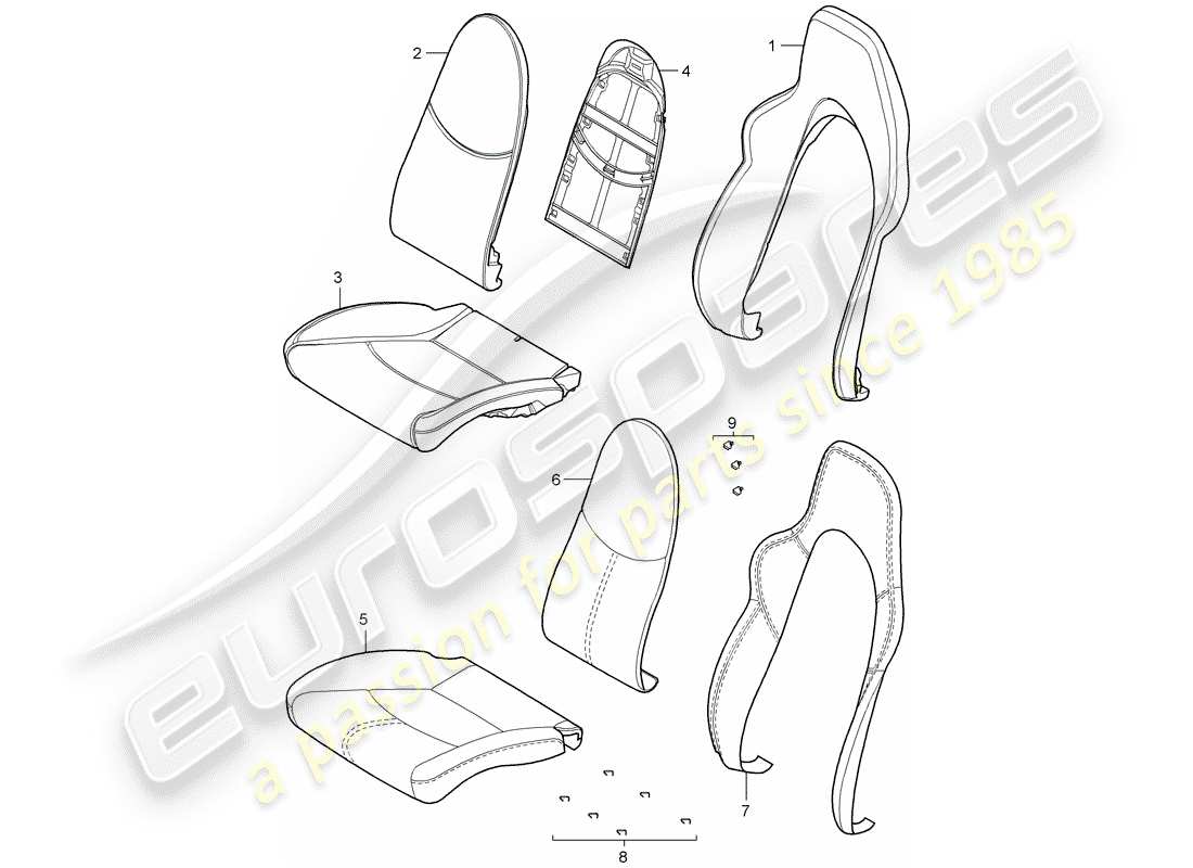 porsche 997 (2005) foam part part diagram