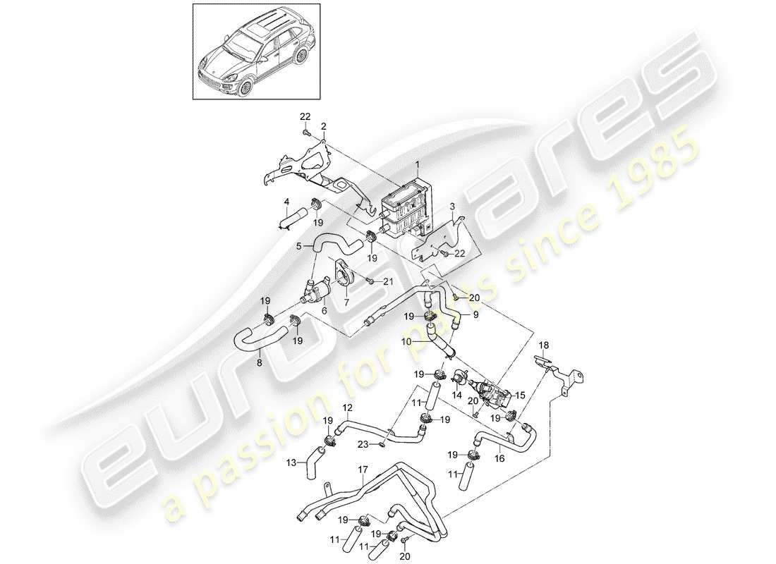 porsche cayenne e2 (2011) heater part diagram