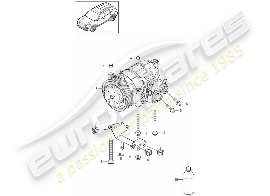 porsche cayenne e2 (2011) compressor part diagram