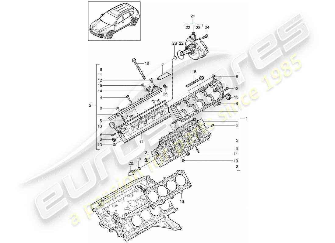 porsche cayenne e2 (2016) cylinder head part diagram