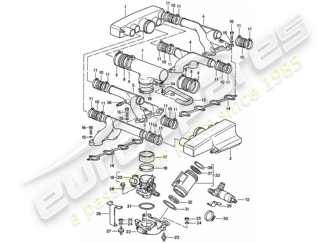 porsche 928 (1985) lh-jetronic - 1 - d - mj 1985>> part diagram