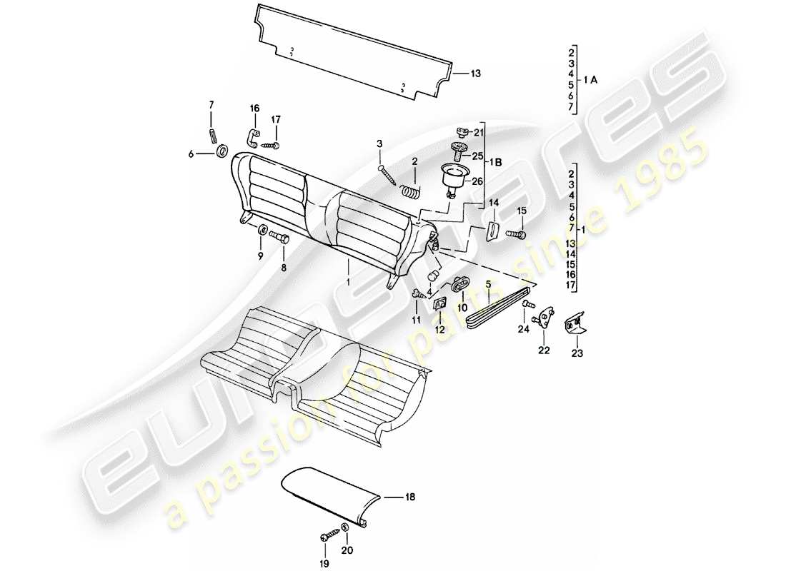 porsche 924 (1983) emergency seat - single parts part diagram