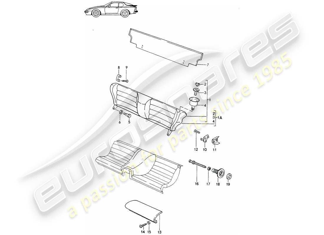 porsche seat 944/968/911/928 (1993) emergency seat - single parts - d >> - mj 1988 part diagram