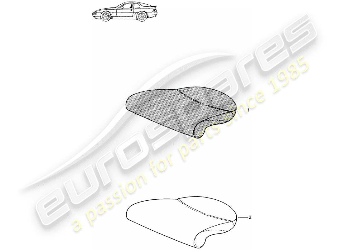 porsche seat 944/968/911/928 (1993) back seat cushion - d - mj 1994>> - mj 1995 part diagram