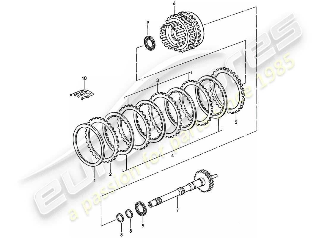 porsche 928 (1986) automatic transmission - drive shaft - gear set part diagram