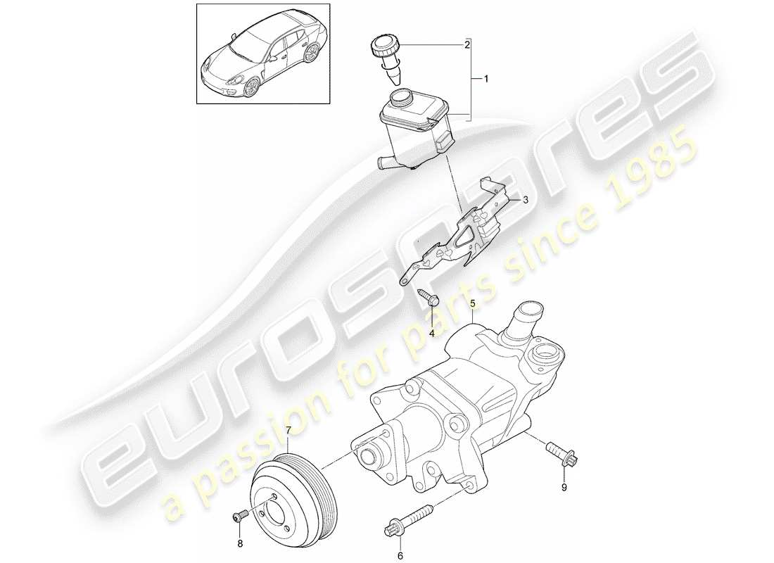 porsche panamera 970 (2010) power steering part diagram