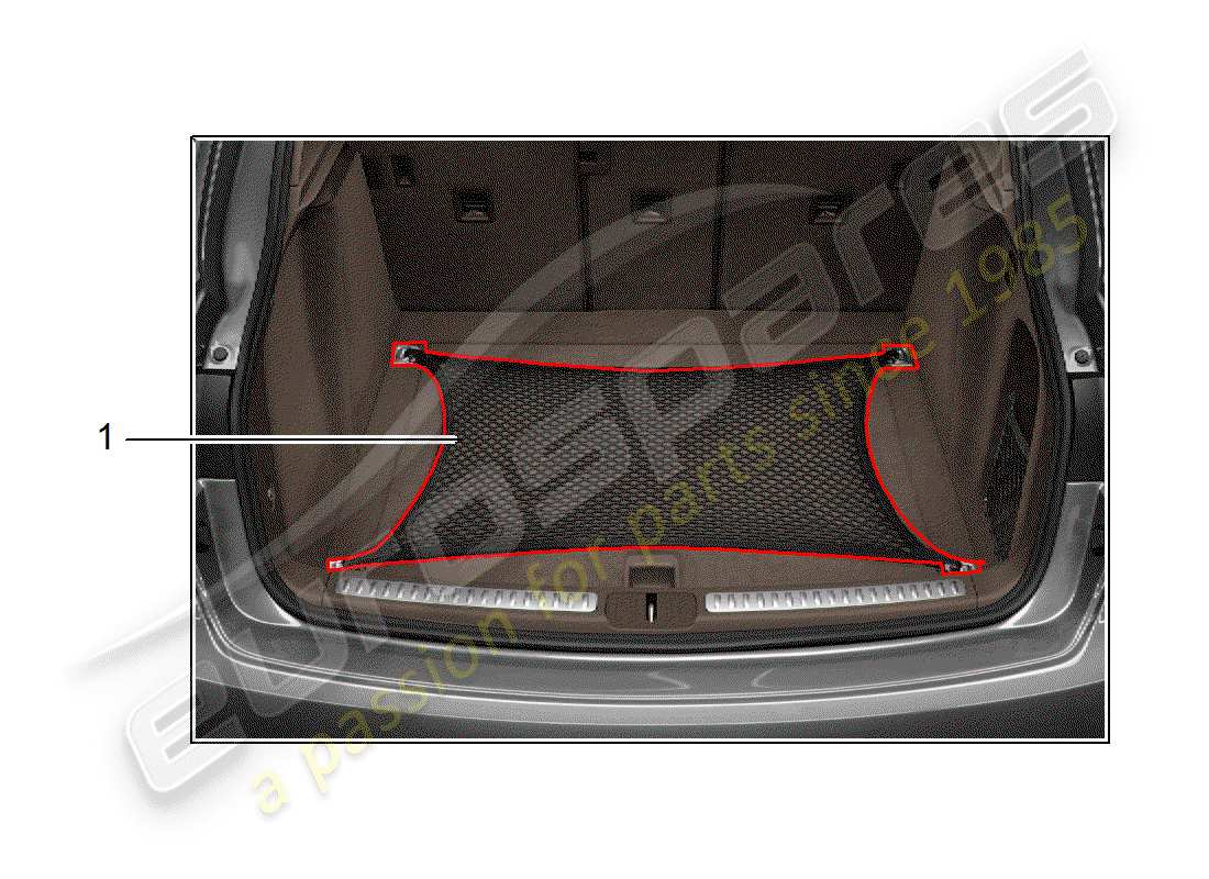 porsche tequipment panamera (2012) cargo net part diagram