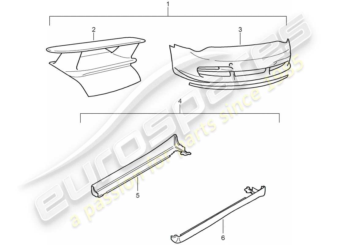 porsche tequipment catalogue (2001) aerokit part diagram