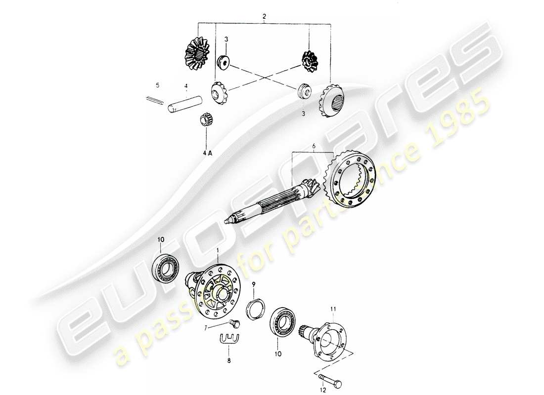 porsche 964 (1993) front axle differential - differential part diagram