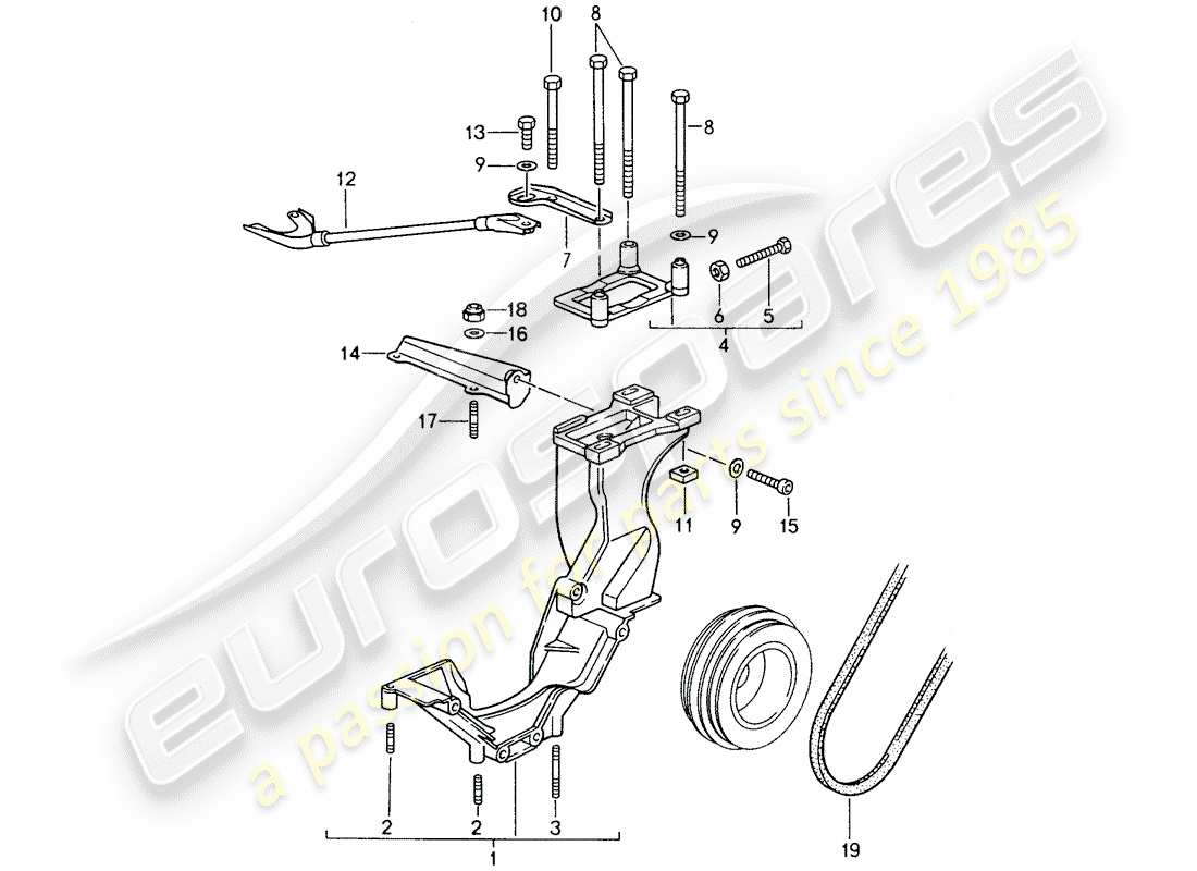 porsche 993 (1998) compressor - - mounting - driving mechanism part diagram