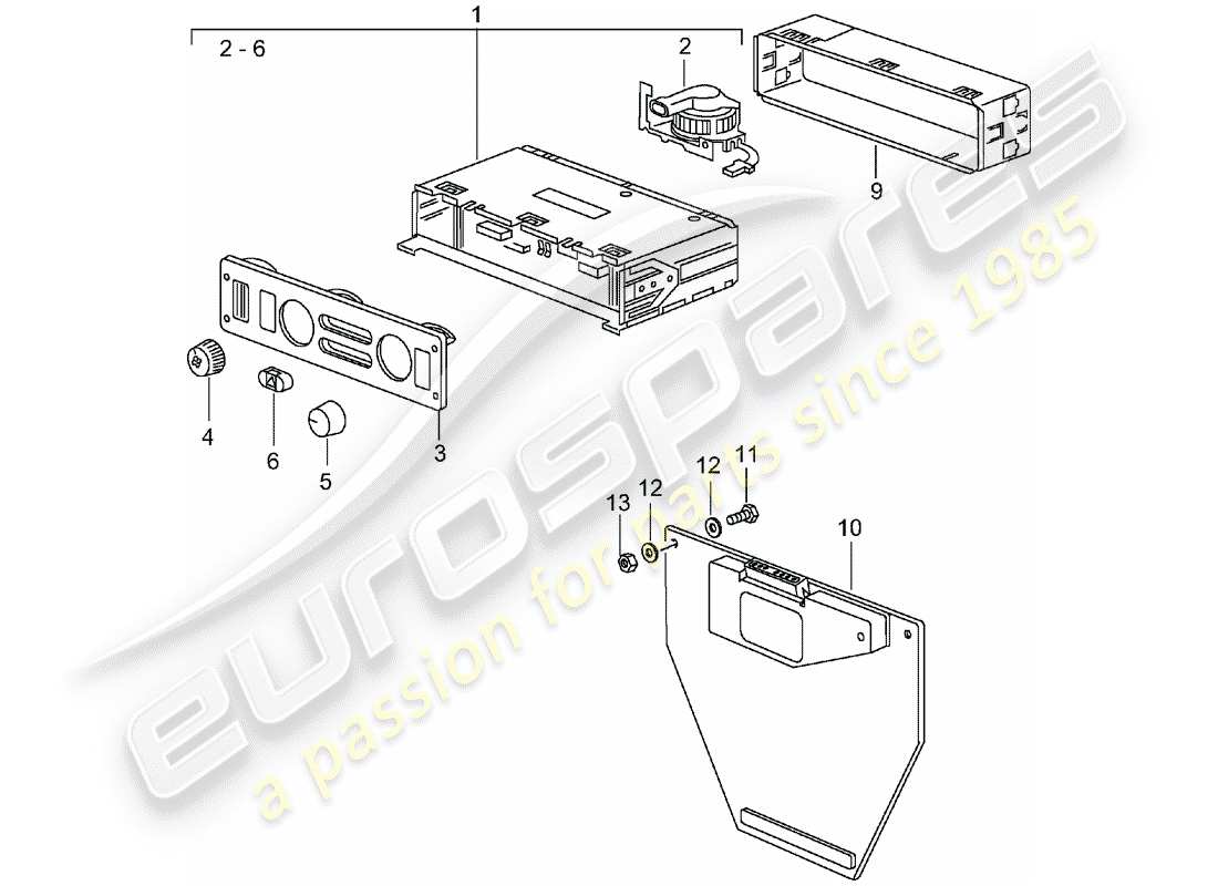 porsche 993 (1996) control switch - driver part diagram