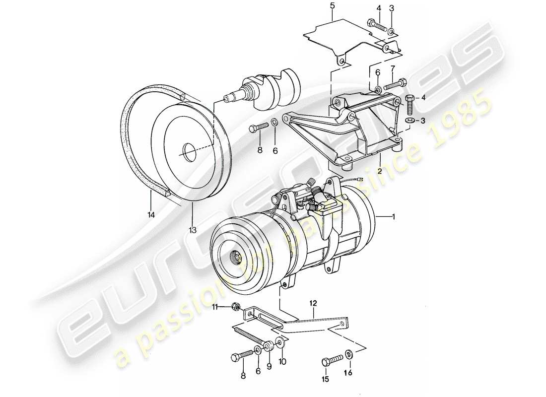 porsche 928 (1986) compressor - assembly part diagram