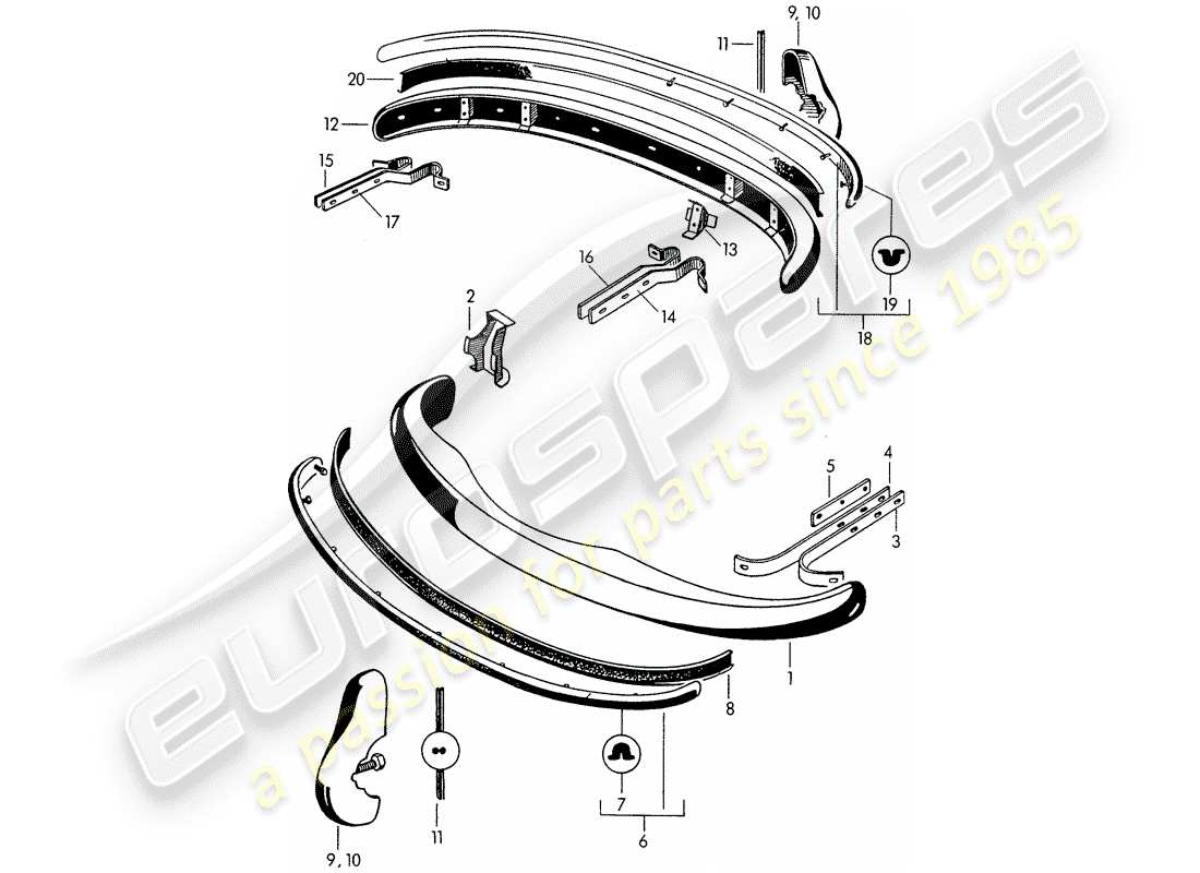 porsche 356/356a (1959) bumper part diagram