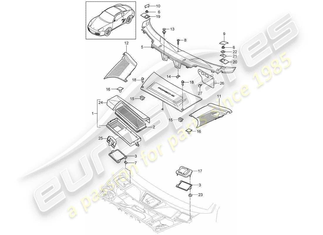 porsche cayman 987 (2008) particulate filter part diagram