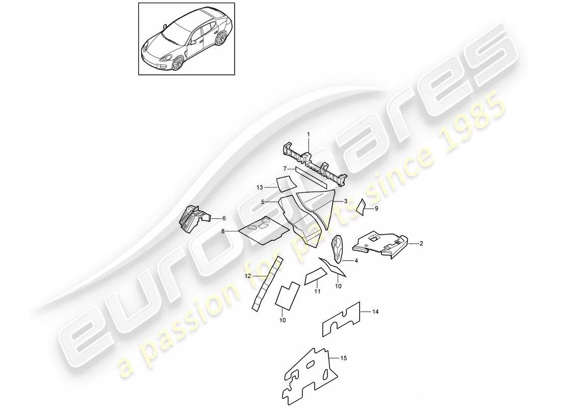 porsche panamera 970 (2010) sound absorber part diagram