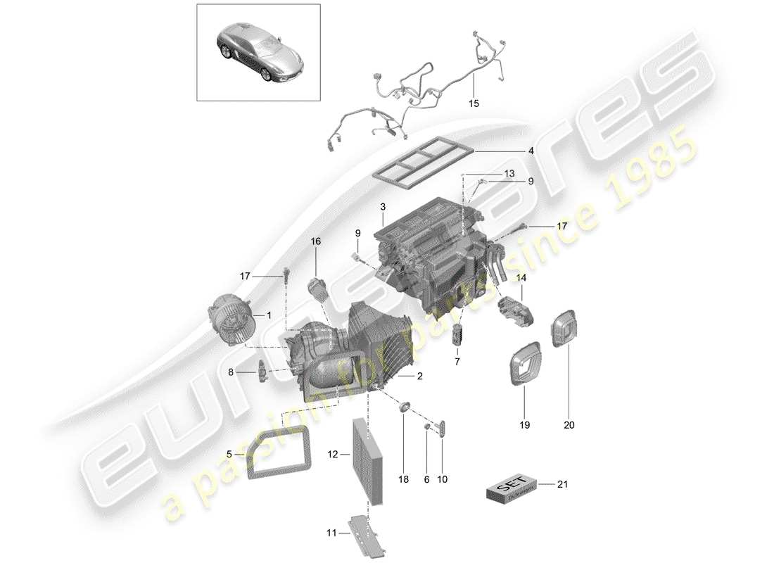 porsche cayman 981 (2015) air conditioner part diagram