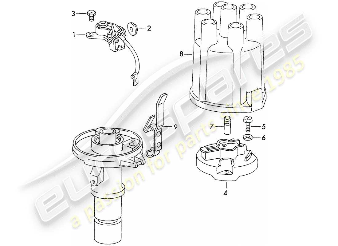 porsche 911 (1970) distributor - - marelli - - d >> - mj 1971 part diagram