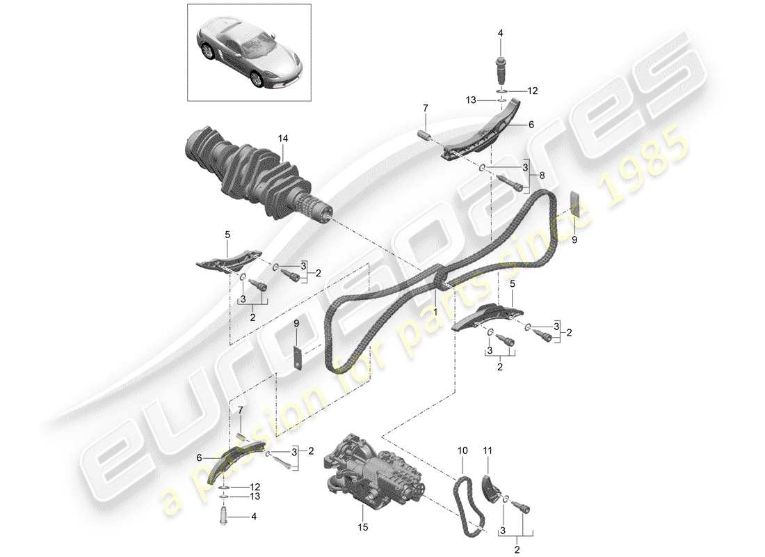 porsche 718 boxster (2017) timing chain part diagram