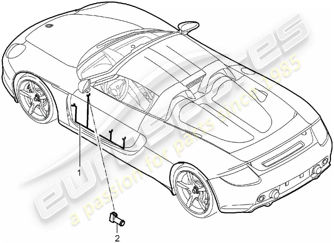 porsche carrera gt (2004) wiring harnesses - driver's door - passenger's door part diagram