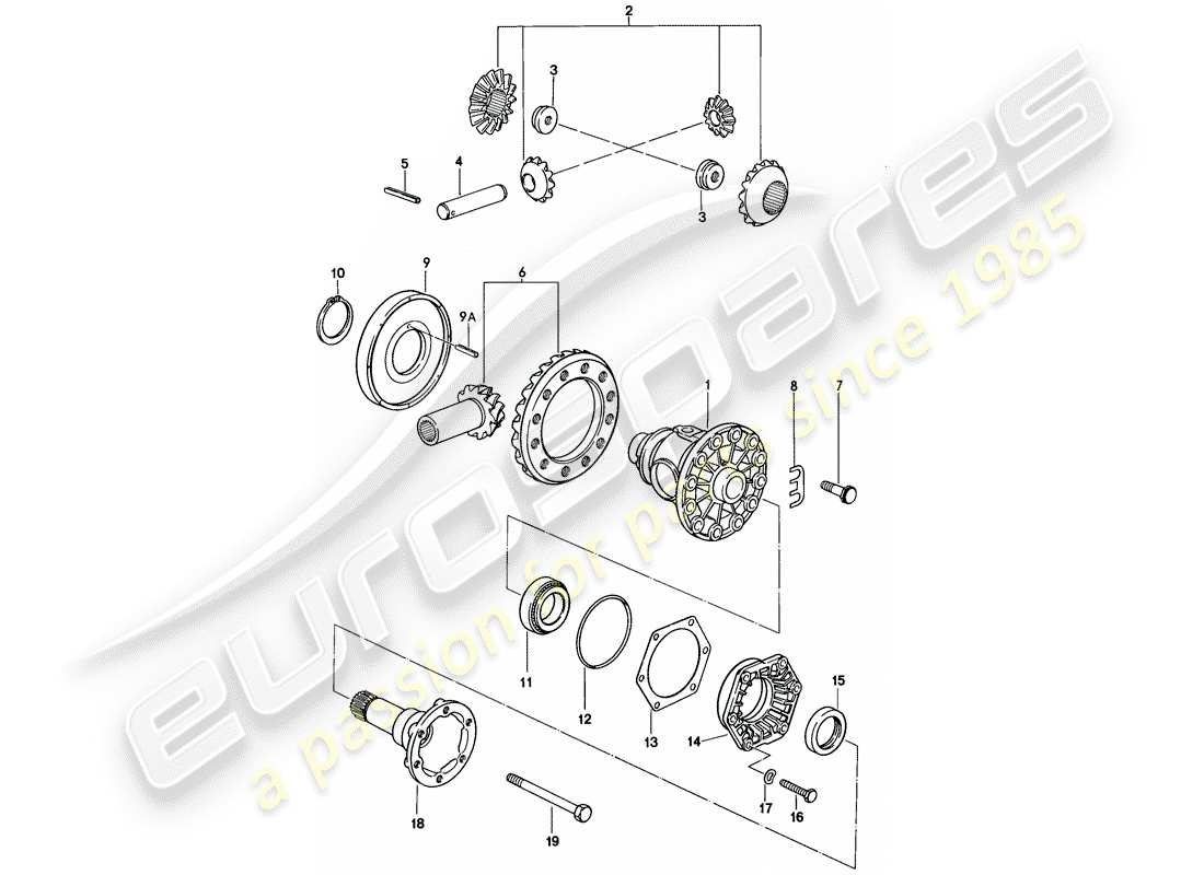 porsche 928 (1980) differential - 2 - automatic transmission part diagram