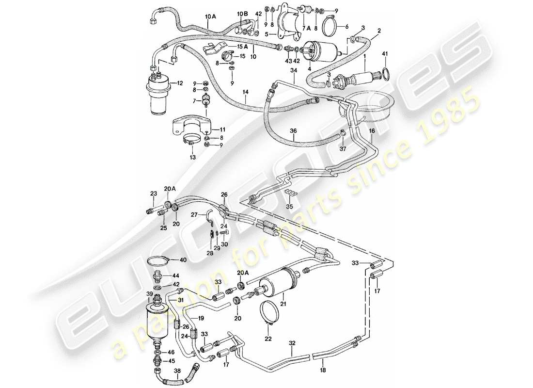 porsche 924 (1983) fuel system part diagram