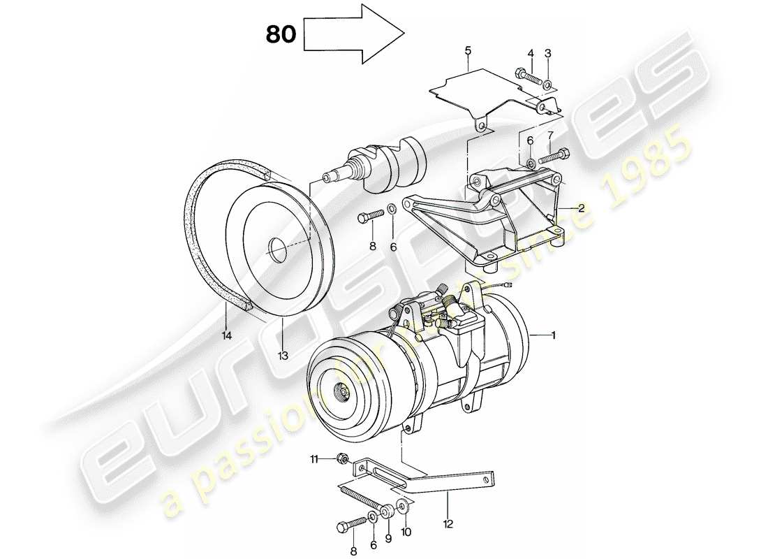 porsche 928 (1979) for - m 573 und 563 - compressor - assembly part diagram