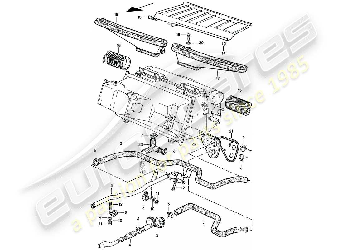 porsche 928 (1980) heater hose - jet part diagram