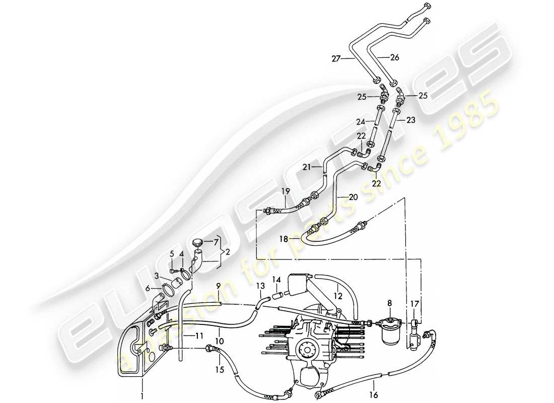 porsche 356/356a (1958) oil container - oil filter part diagram