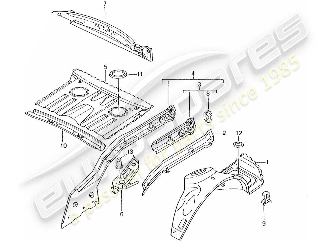 porsche boxster 986 (2004) rear end - single parts part diagram