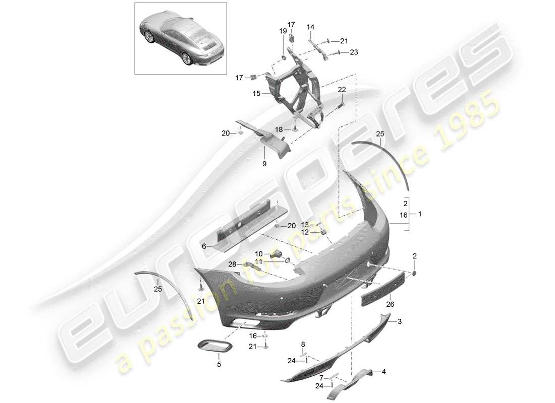 porsche 991 gen. 2 (2020) bumper part diagram