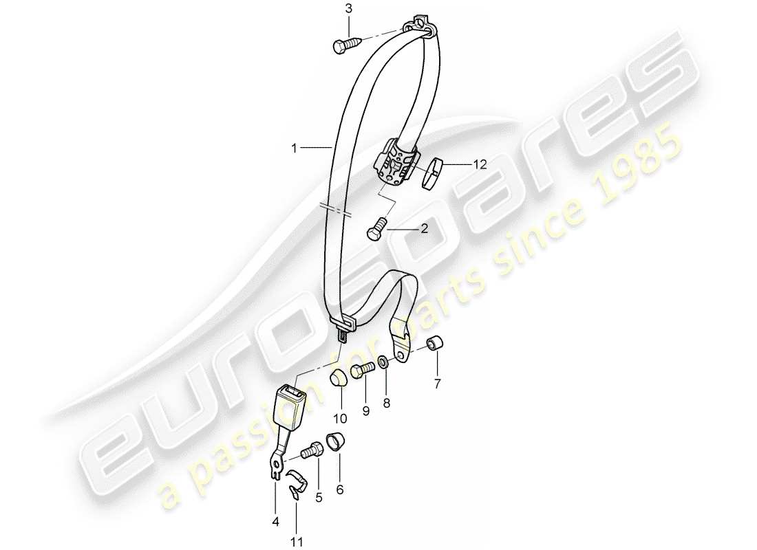 porsche 997 (2006) seat belt part diagram