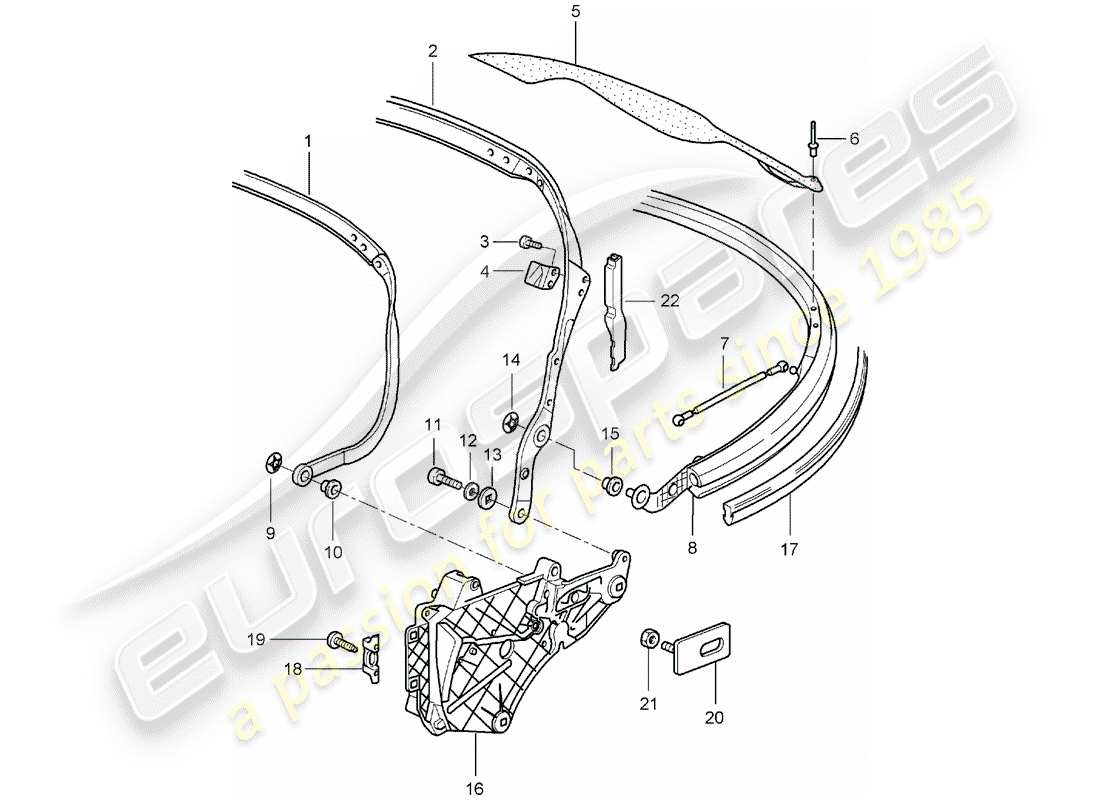 porsche 997 (2007) top frame part diagram