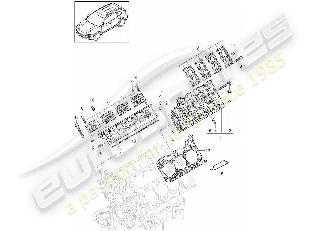 porsche cayenne e2 (2017) cylinder head part diagram