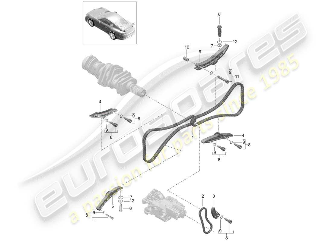 porsche 991r/gt3/rs (2018) tensioner - chain part diagram