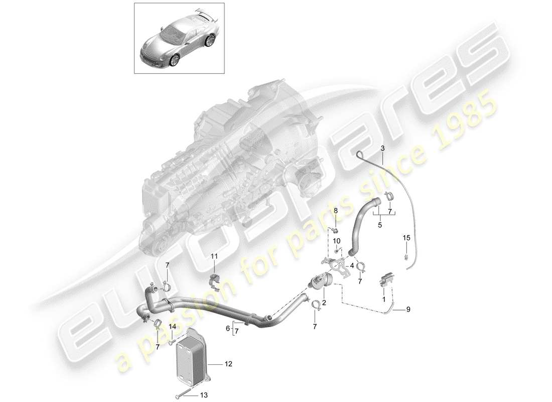 porsche 991r/gt3/rs (2018) manual gearbox part diagram