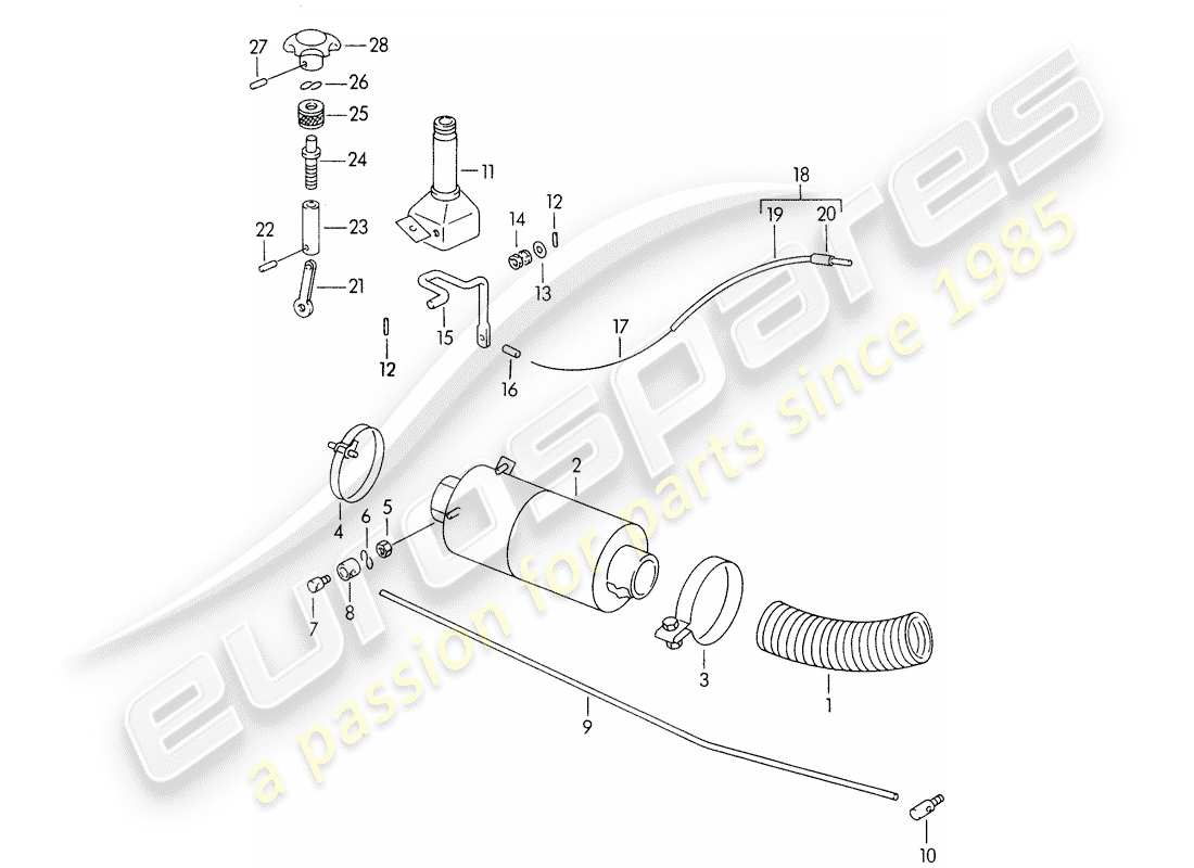 porsche 356/356a (1959) heating air supply part diagram