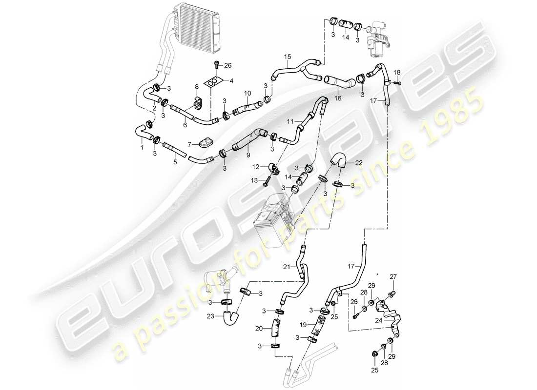 porsche cayenne (2003) air con./heating/aux. heater part diagram