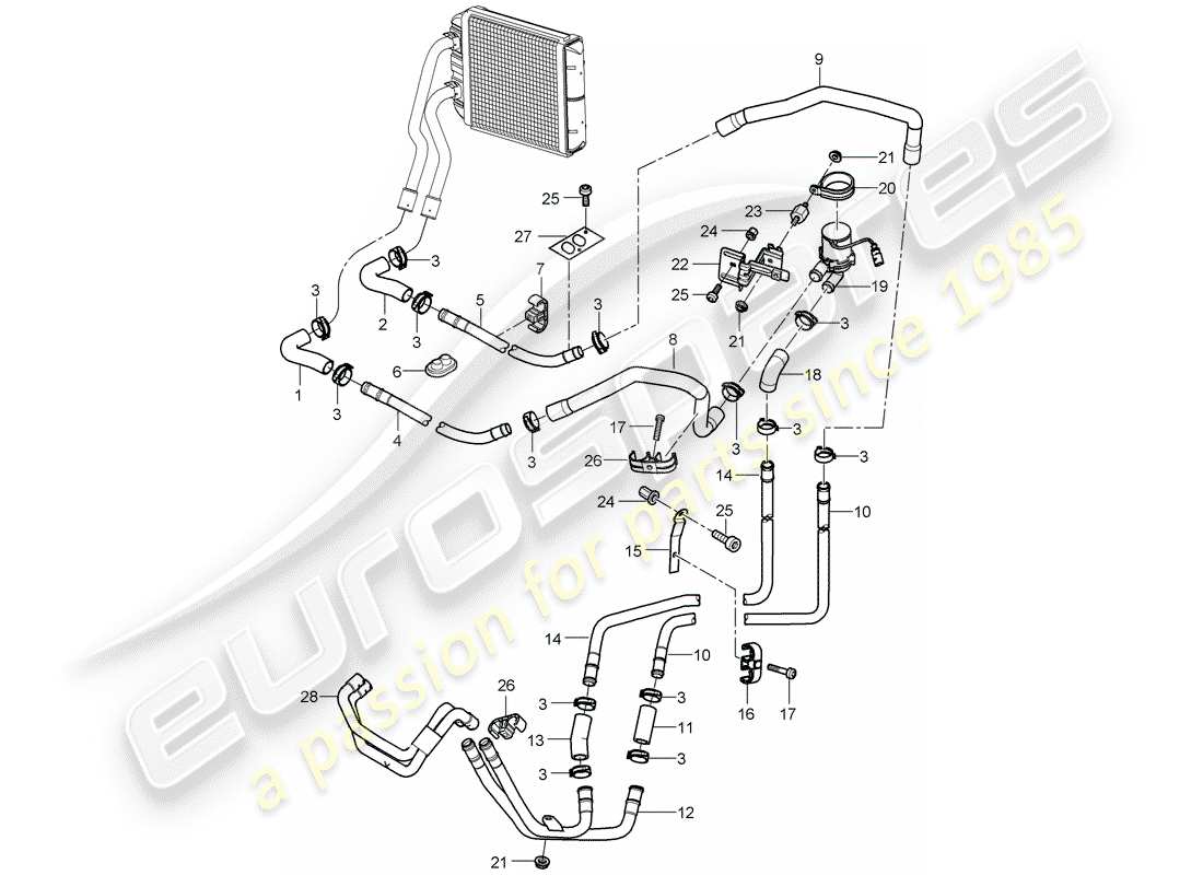 porsche cayenne (2003) heater part diagram