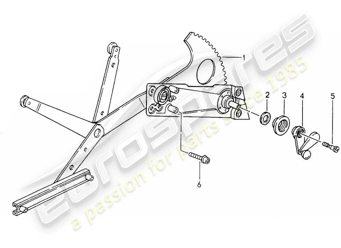 porsche 993 (1997) window regulator - manually part diagram